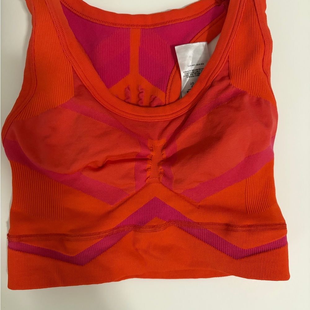 adidas Orange Pink Seamless Racerback Sports Bra